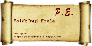 Polónyi Etele névjegykártya